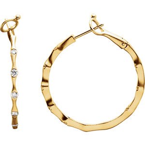 Diamond Inside-Outside Hoop Earrings, 14k Yellow Gold (1/2 Ctw, Color H -I, Clarity I1)