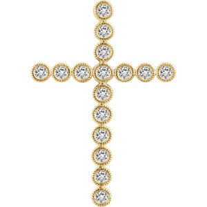 Diamond Paternoster Cross Pendant, 14k Yellow Gold (.75 Ctw, H+ Color, I1 Clarity)