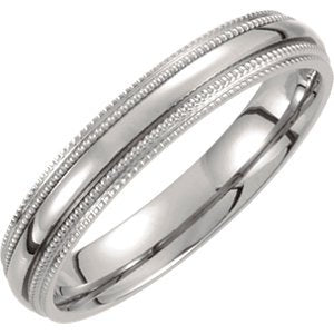 Titanium Double Milgrain 4mm Comfort Fit Band Size 10