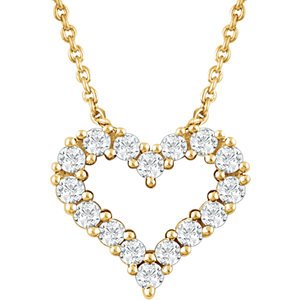 Diamond Heart 14k Yellow Gold Pendant Necklace, 18" (.25 Cttw)