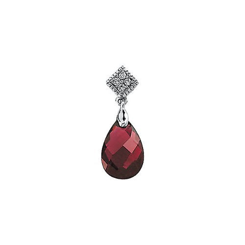 14k White Gold Brazilian Garnet and Diamond Pendant