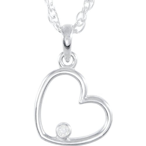 Diamond Heart Sterling Silver Pendant Necklace, 18" (.03 Ctw)