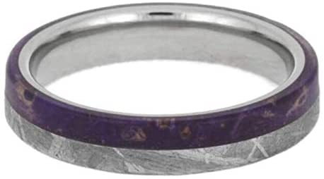 Gibeon Meteorite, Purple Box Elder Burl Comfort-Fit Titanium Couples Wedding Rings Size, M8-F7