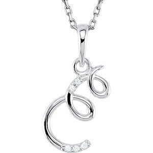 5-Stone Diamond Letter 'E' Initial Sterling Silver Pendant Necklace, 18" (.03 Cttw, GH, I2)