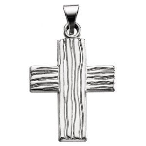 Rugged Cross Brushed 14k White Gold Pendant (23X19 MM)