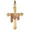 Fleur de Lis Cross with Robe 14k Yellow Gold and 14k Rose Gold Pendant