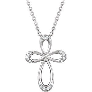 Diamond Infinity Cross Rhodium-Plated Sterling Silver Necklace, 18" (.1 Ctw, H+ Color, I2 Clarity)