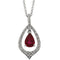 Rhodium Plated 14k White Gold Ruby Pear and Diamond Necklace, 18" (1/6 Cttw, H-I Color, I1 Clarity)