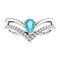Blue Zircon Pear and Diamond Chevron Rhodium-Plated 14k White Gold Ring (.145 Ctw, G-H Color, I1 Clarity), Size 8