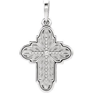 Ornate Leaf Cross Sterling Silver Pendant (19.00X13.70 MM)