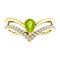 Peridot Pear and Diamond Chevron 14k Yellow Gold Ring (.145 Ctw,G-H Color, I1 Clarity)