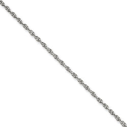 1.75 mm 14k White Gold Solid Rope Chain, 18"