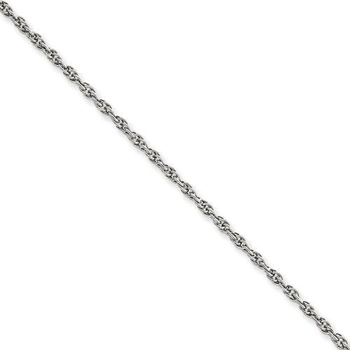 1.75 mm 14k White Gold Solid Rope Chain, 18"