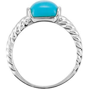 Sterling Silver Turquoise Twisted Ring, Size 7