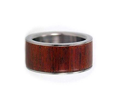 Peruvian Ipe Wood 10mm Comfort-Fit Titanium Band, Size 10