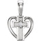 Diamond Sacred Heart Cross Rhodium-Plated 14k White Gold Pendant (.01 Ct, G-H Color,SI1 Clarity)