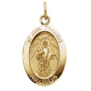 14k Yellow Gold St. Jude Thaddeus Oval Medal (23.25x16MM)