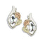 Ave 369 Created White Spinel Marquise April Birthstone Earrings, Sterling Silver, 12k Green and Rose Gold Black Hills Gold Motif