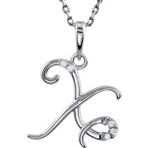 5-Stone Diamond Letter 'X' Initial Sterling Silver Pendant Necklace, 18" (.03 Cttw, GH, I2)