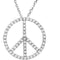 Petite Diamond Peace Sign 14k White Gold Necklace, 16" (.33 Cttw, GH, I1)