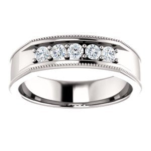 Men's Diamond Beaded Ring, Rhodium-Plated 14k White Gold (.33 Ctw, Color G-H, SI2-SI3) Size 13