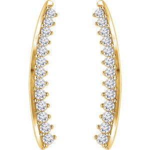 Diamond Ear Climbers, 14k Yellow Gold (0.33 Ctw, H+ Color, I1 Clarity)