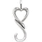 Heart Shaped Pendant, Sterling Silver (32.5x12.75MM)