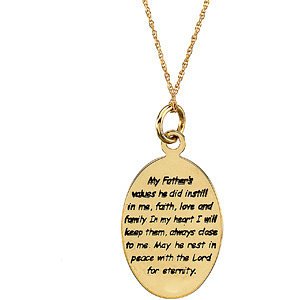 Loss of a Father 14k Yellow Gold Pendant Necklace, 18" (21X15.20 MM)