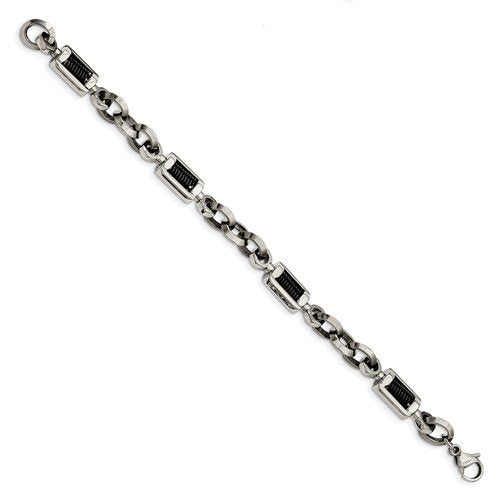 Men's Polished Stainless Steel 8mm Black-Plated Bracelet, 8.5 "