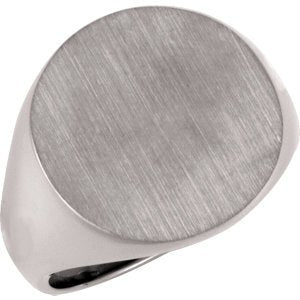 Men's Closed Back Brushed Signet Ring, 18k Palladium White Gold (18 mm)