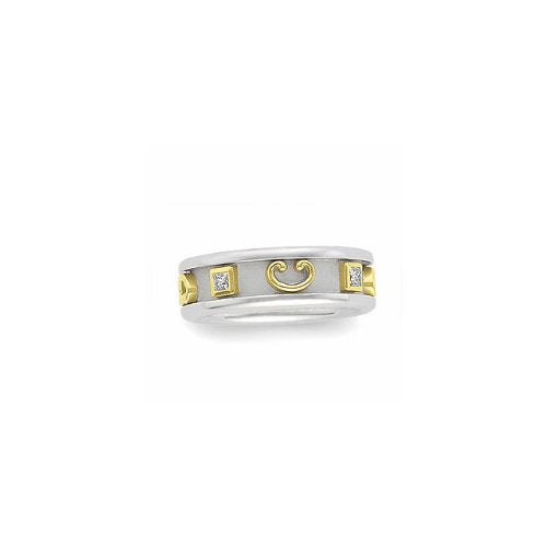 14k White and Yellow Gold Diamond Anniversary Band, Size 5, 5.5, 6, 6.5, 7.5, 8