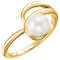 White Freshwater Cultured Pearl Bypass Ring, 14k Yellow Gold (6.5-7.00mm) Size 7