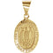 14k Yellow Gold Oval Hollow Our Lady of Guadalupe Medal (15x11 MM)