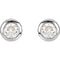 Simulated April Birthstone CZ Solitaire Stud Earrings, Rhodium-Plated Sterling Silver