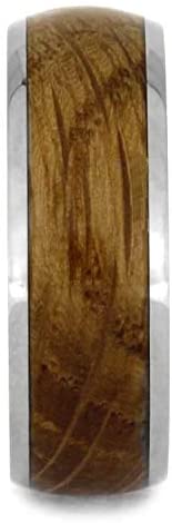 Whiskey Barrel Oak Wood 8mm Titanium Comfort-Fit Band, 14