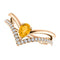 Citrine Pear and Diamond Chevron 14k Rose Gold Ring (.145 Ctw, G-H Color, I1 Clarity)