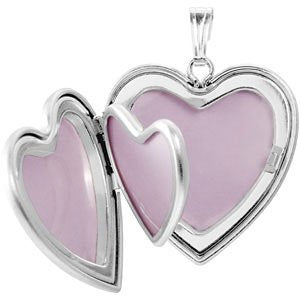 Inlaid Heart with Cross Sterling Silver Locket (25.23X23.67 MM)