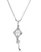 Rhodium Plate Sterling Silver Cross and Kite 'Let Your Children Soar' Necklace, 18"