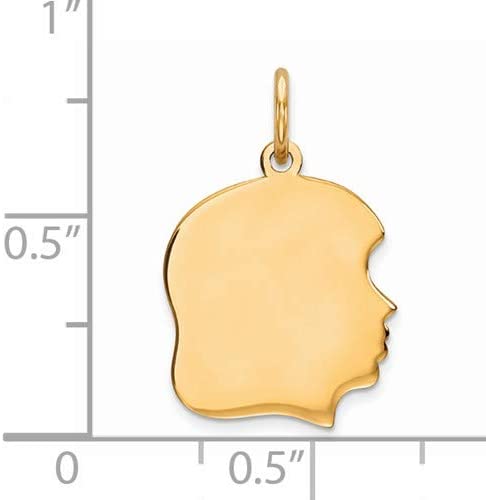 Girl's Gold-Plated Sterling Silver Girl Head Disc Charm (21X13MM)