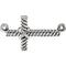 Rope-Trim Sideways Cross Rhodium-Plated 14k White Gold Pendant (8.65x16MM)