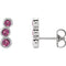 Pink Tourmaline Three-Stone Ear Climbers, Rhodium-Plated 14k White Gold