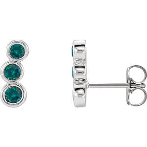 Alexandrite Three-Stone Ear Climbers, Sterling Silver