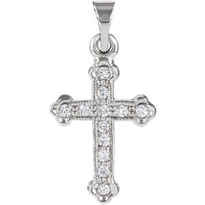 Diamond Bottonee Cross 14k White Gold Pendant