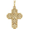 Ornate Floral-Inspired Cross 14k Yellow Gold Pendant (17.80X13.70 MM)