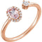 Diamond and Morganite Two-Stone Halo-Style Ring, 14k Rose Gold (.16 Ctw, G-H Color, I1 Clarity)