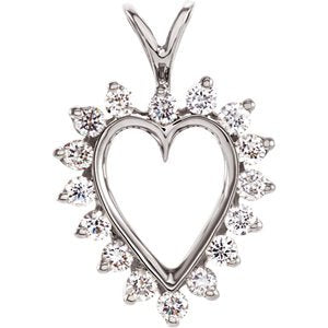 14k White Gold Diamond Heart Pendant (.48 Ctw, GH Color, I1 Clarity)