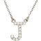 14k White Gold Diamond Alphabet LetterJ Necklace (1/8 Cttw, GH Color, I1 Clarity), 16.25" to 18.50"