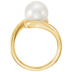 White Freshwater Cultured Pearl Bypass Ring, 14k Yellow Gold (9.5-10.00mm) Size 7