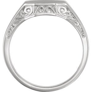 Men's Octagon Scrollwork Signet Ring, Sterling Silver