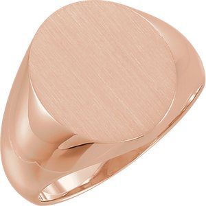 Men's Brushed Hollow Signet Ring, 14k Rose Gold (16x14mm) Size 9.25